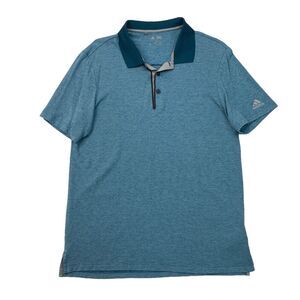 Adidas Polo Shirt Mens L Large Evening Blue Club Modal Wool Blend Stretch Golf
